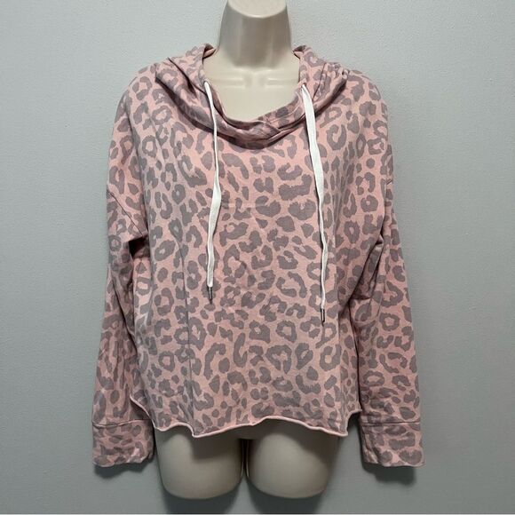 Peyton Jensen Pink Animal Print Hoodie Pullover Size S - Picture 1 of 5